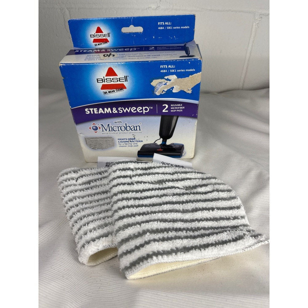 Bissell Steam & Sweep Microfiber Mop Pads 2pk Microban 46B4 50E1 Series